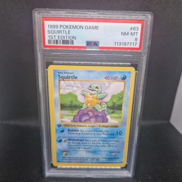 Squirtle 1st Edition Base Set PSA 8 beschikbaar voor biedingen