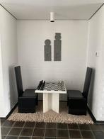 Zeer uniek schaaktafel + stoelen + kunstwerk (schaakspel), Enlèvement