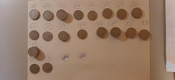 Verzameling van 54 unieke oude Belgische 5fr muntstukken