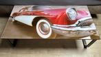 Glazen salontafel rode Cadillac, Maison & Meubles, Tables | Tables de salon, Comme neuf, Métal, 100 à 150 cm, Rectangulaire