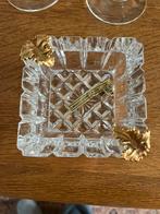 Kristallen asbak met goud bladmotief, Ophalen, Zo goed als nieuw