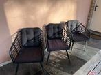 6 terrasstoelen met kussens, Kunststof, Gebruikt, Ophalen