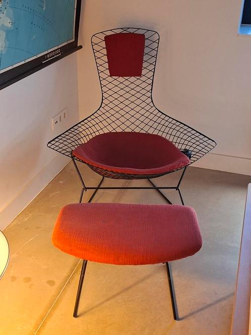 De Bertoia 'Bird Chair'+ OTTOMAN 1963 KNOLLl zwart., Antiek en Kunst, Kunst | Designobjecten, Ophalen