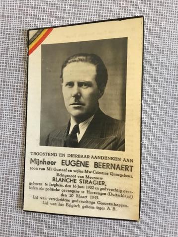 Oorlogsslachtoffer E.Beernaert Izegem +Duitsland 1945  WOII beschikbaar voor biedingen