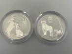 2 zilveren munten van 2oz Lunar Serie III, Ophalen, Losse munt, Zilver