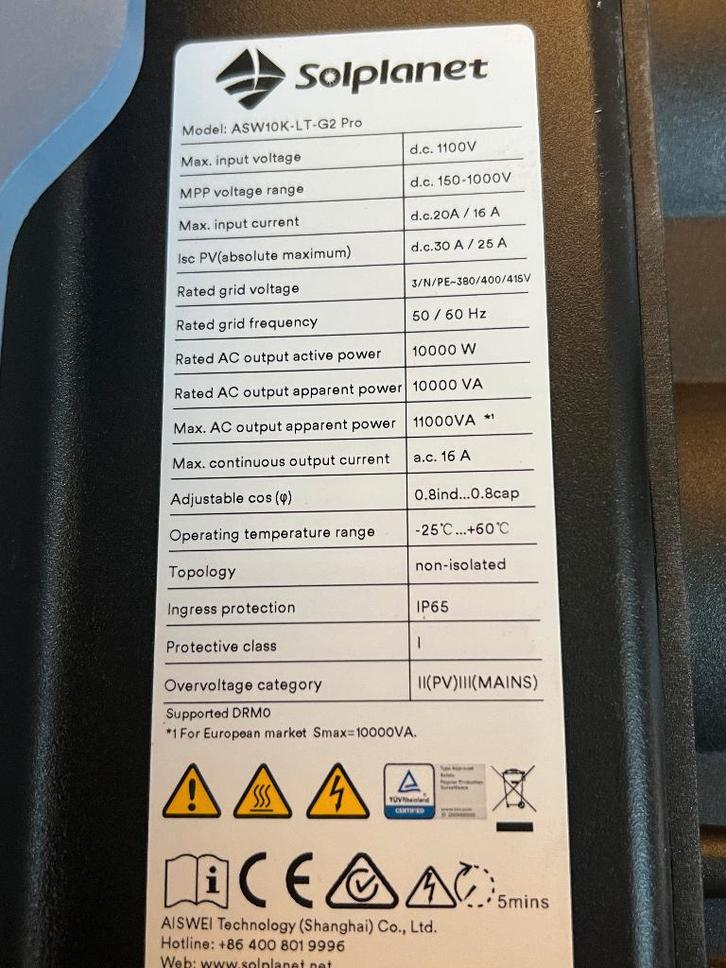 Solplanet ASW10K-LT-G2 Pro omvormer nieuw in de doos, Bricolage & Construction, Panneaux solaires & Accessoires, Neuf, Autres types