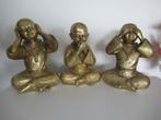 3 bouddhas doré en plâtre L. 10 cm l. 8 cm ht 15 cm bon état, Antiek en Kunst, Ophalen of Verzenden