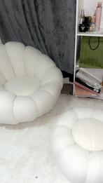 Pouffe 2 pièces blanc cassé, Maison & Meubles, Enlèvement, Comme neuf