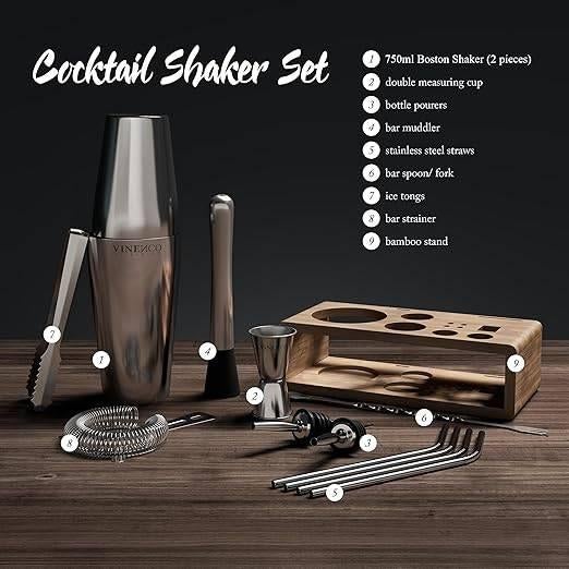 Kit shaker à cocktail Boston avec support | Nouveau, Neuf, -, -, Vineco