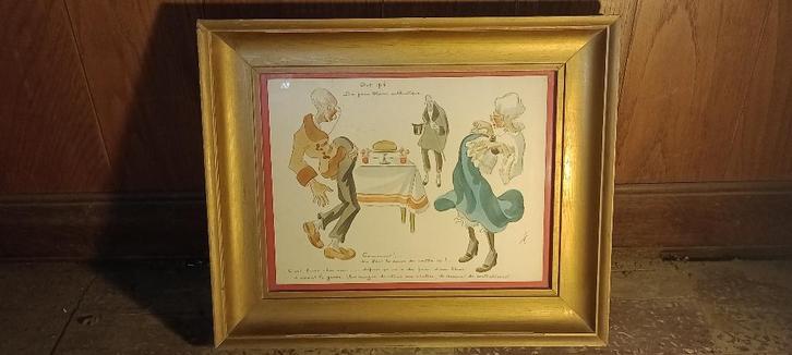 Dessin-Aquarelle signé René De Pauw, 1918, 45x37, n110, Antiquités & Art, Art | Peinture | Classique, Enlèvement