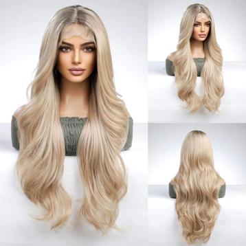 Swiss lace pruik met zeer lang blond haar Dakota beschikbaar voor biedingen