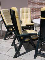 4 tuinstoelen met dikke kussens opplooibaar,verstelbaar, Ophalen, Gebruikt, Kunststof, Verstelbaar