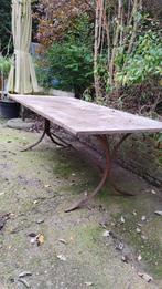 Vintage Franse Eiken Antiek Eettafel/tuintafel gesmeed ijzer, Ophalen