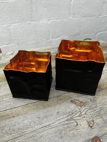 Set van 2 kaarsen houders kandelaars goud zwart beschikbaar voor biedingen