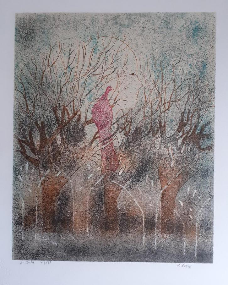 "L'aube" (De dageraad) - André Goezu, Antiek en Kunst, Kunst | Litho's en Zeefdrukken, Ophalen