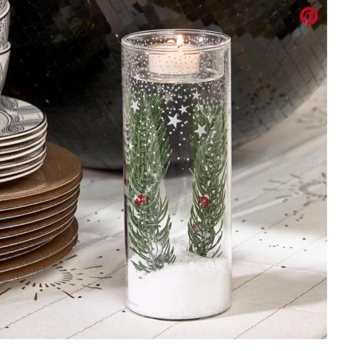 Riviera Maison Waxinelichthouder Snowy Misletoe Transparant, Huis en Inrichting, Woonaccessoires | Kandelaars en Kaarsen, Nieuw