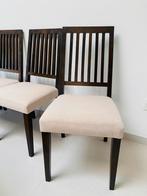 stoelen hout walnoot beige zit stevig, Huis en Inrichting, Stoelen, Ophalen, Zo goed als nieuw, Hout