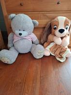 Knuffel beer 60 cm en knuffel hond 50 cm, zittend, Ophalen, Gebruikt, Beer