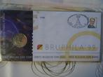 Premier timbre EURO belge BRUPHILA '99, Avec enveloppe, Affranchi, Enlèvement ou Envoi, Maison royale