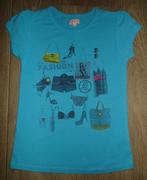 T-shirt turquoise avec imprimé (134-140), Fille, Chemise ou À manches longues, Enlèvement ou Envoi