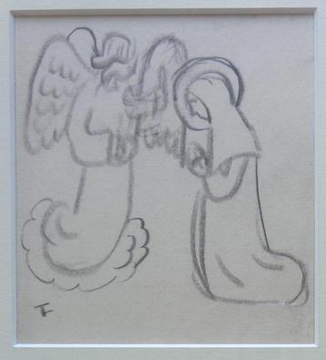 FELIX TIMMERMANS / BOODSCHAP MARIA / ORIGINEEL / 27x24cm SIG beschikbaar voor biedingen