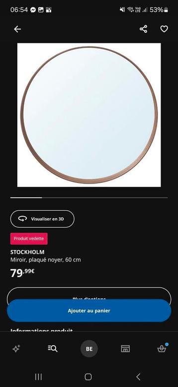 Miroir Stockholm-Ikea, Enlèvement, Comme neuf
