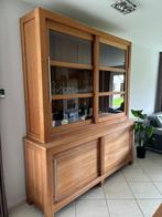 Teak vitrine kast, Ophalen, Met deur(en), 200 cm of meer, Glas