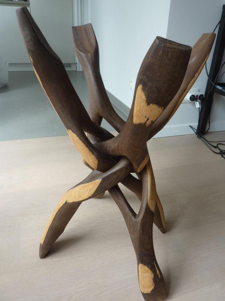 Vintage opklapbare Congolese tafelpoten (zonder tafelblad)., Antiek en Kunst, Kunst | Beelden en Houtsnijwerken, Ophalen