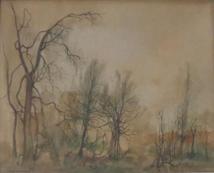 RENE MARIE DUJARDIN / KASTEEL IN WINTER / ORIGINEEL 49x56cm, Antiquités & Art, Art | Peinture | Classique, Enlèvement ou Envoi