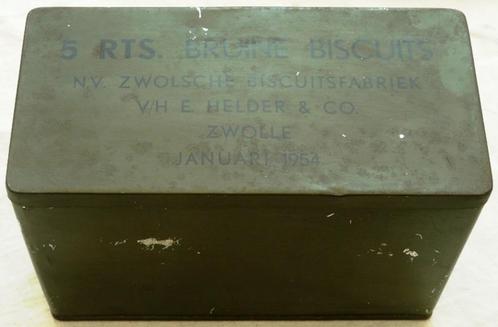 Rantsoen Veld Blik, 5 rts. Bruine Biscuits, KL, 1954.(Nr.1), Collections, Objets militaires | Général, Armée de terre, Enlèvement ou Envoi