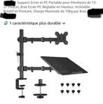 Support Écran & PC Portable – Réglable et Pivotant, Enlèvement, Comme neuf, Réglable en hauteur