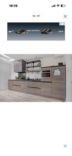 Moderne greeploze houtkleurige rechte keuken+GEDEMONTEERD