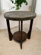 vintage houten ronde  bijzettafel / plantentafel, Antiek en Kunst, Ophalen of Verzenden