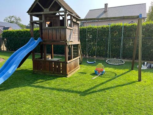 Speeltoestel woodvision bonobo douglas, Kinderen en Baby's, Speelgoed | Buiten | Speeltoestellen, Gebruikt, Brandweerpaal, Glijbaan