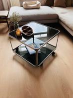 Mooie vintage chromen space age salontafel., Verre, Moins de 50 cm, Vintage, 50 à 100 cm