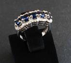 Zilveren ring met blauwe stenen en zirkonen, 18 tot 19, Verzenden, Nieuw, Met edelsteen