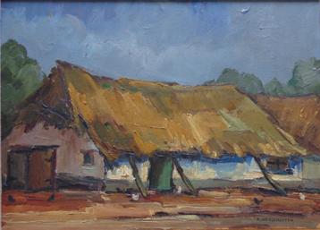 KAREL VERSCHOOTEN / OUDE SCHUUR / OLIEVERF / 44x53cm / KADER beschikbaar voor biedingen