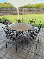 Tuinset: 6 smeedijzeren stoelen + tafel, Tuin en Terras, Ophalen, Overige materialen, Eettafel, 6 zitplaatsen
