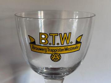 Oud bierglas brouwerij trappisten Westmalle BTW glas antiek beschikbaar voor biedingen