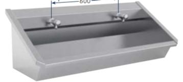Inox wastafel met 2 automatische kranen 120cm beschikbaar voor biedingen