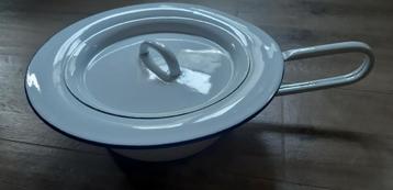 Emaille bedpan met deksel, Enlèvement ou Envoi