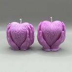 Heart Embrace Handgemaakte Geurkaarsen Set – 2x Paarse Symbo, Ophalen of Verzenden, Nieuw, Kaars