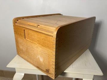 Vintage beuken roll top kaartenbak fichebak archiefkastje beschikbaar voor biedingen