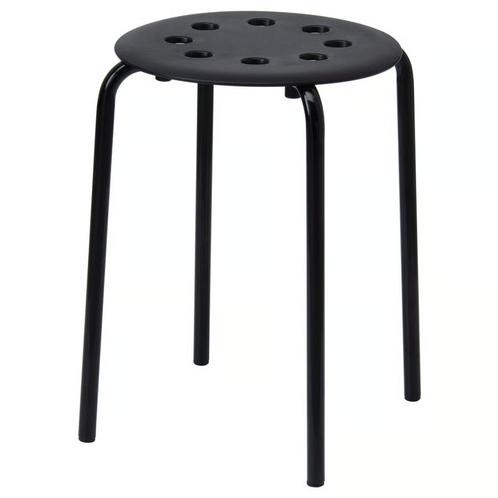 IKEA MARIUS kruk, zwart (45 cm), Huis en Inrichting, Krukjes, Zo goed als nieuw, Kunststof, Ophalen