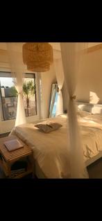 Boxspring wit met hoofdbord “diamanten”+ lattenbodem, Huis en Inrichting, Slaapkamer | Bedden, Ophalen, Wit