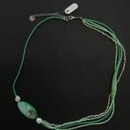 Collier rocailles vertes et cristallines avec perles d'eau d, Bijoux, Sacs & Beauté, Colliers, Réglable, Vert, Argent, Enlèvement ou Envoi