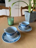 Tasses porcelaine vintage Toi et Moi blanches et bleues, Enlèvement ou Envoi