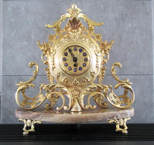 pendule klok brons doré  werkend met sleutel, Antiek en Kunst, Antiek | Klokken, Ophalen