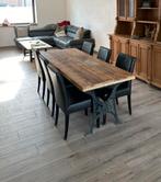 Eettafel met smeedijzeren poten en gerecycleerd hout, Huis en Inrichting, Ophalen, Zo goed als nieuw