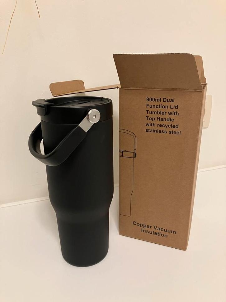 Zwarte drinkfles / isoleerfles / tumbler RVS, Sports & Fitness, Gourdes d'eau, Enlèvement ou Envoi